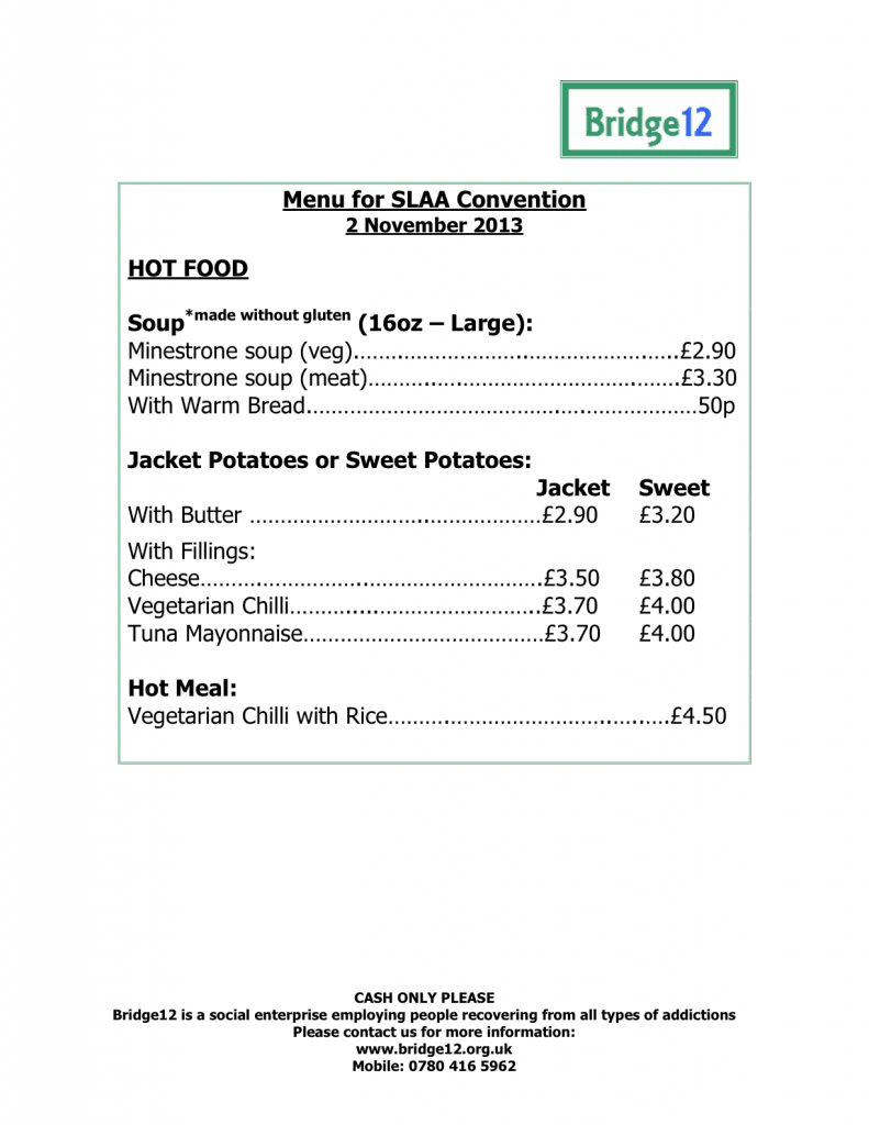 SLAA menu convention 2013 2