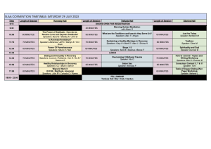 SLAA Convention 2023 Timetable - Saturday 29 July