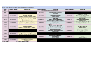 SLAA Convention 2023 Timetable - Sunday 30 July